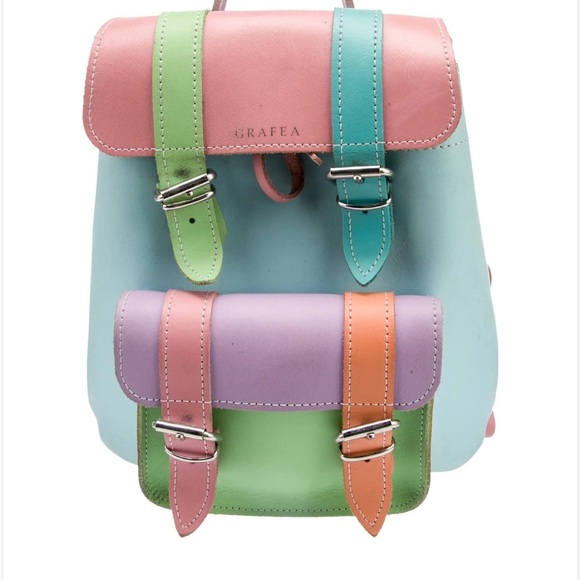 Grafea Leather Pastel Multi-Color Leather Backpack - Picture 1 of 10
